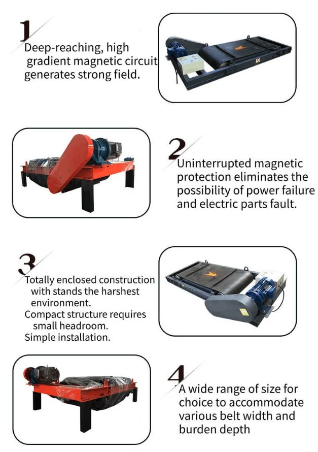 Suspended Self Cleaning Permanent Cross Belt Magnet Separator for Conveyor Belt